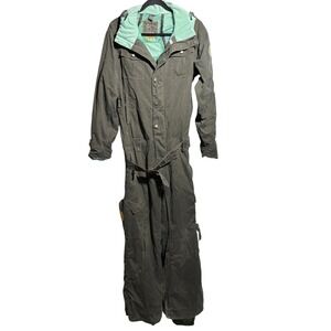 B By Burton Snowboard Suit Gray Womens M Aviation Themed Magnetic Hooded SEE